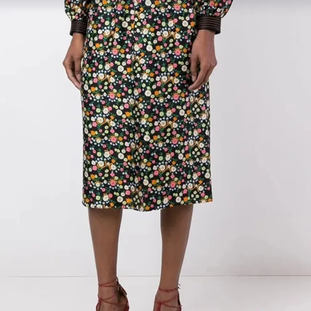 NWOT Tory Burch Runway Fall Collect 2016 NY Floral Silk Midi Dress S $629